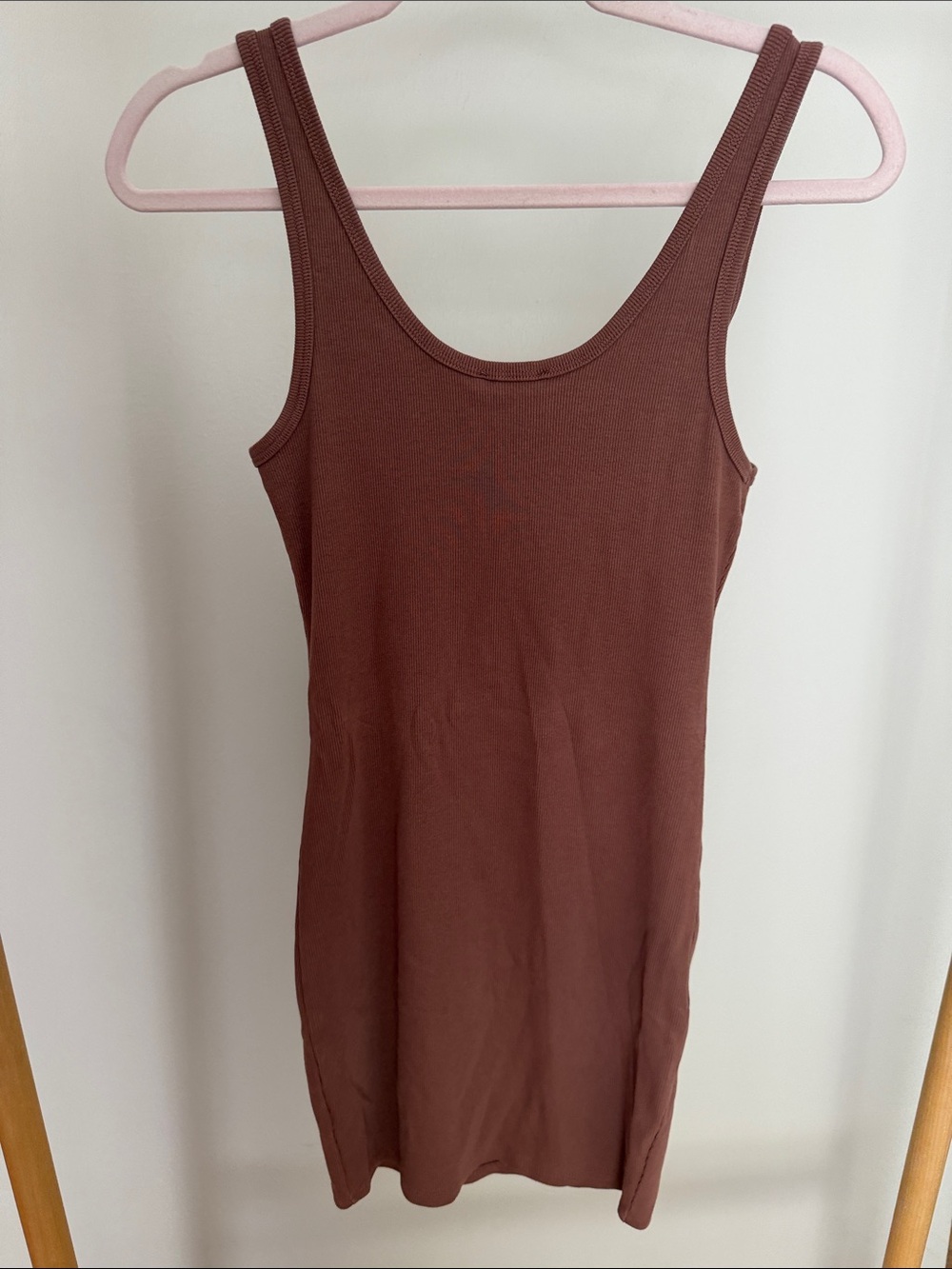 Zara Rust-Brown Ribbed Tank Dress with Front Buttons - Picture 3 of 3